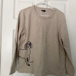Talbots Cream Sweatshirt with Dog Design